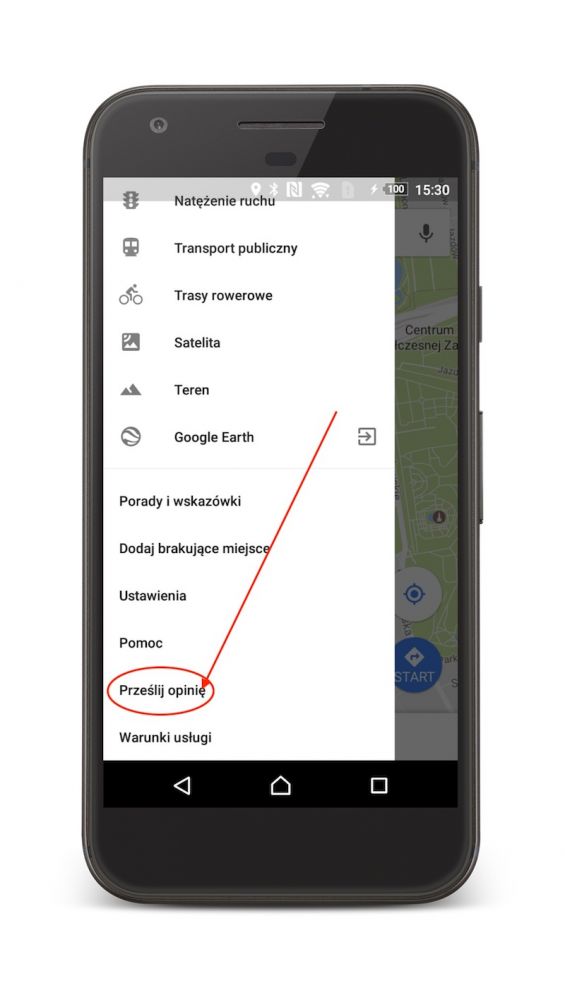 Чтобы включить новую функцию, необходимо развернуть боковую строку меню в приложении   Google Maps   на Android и выберите строку Отправить отзыв